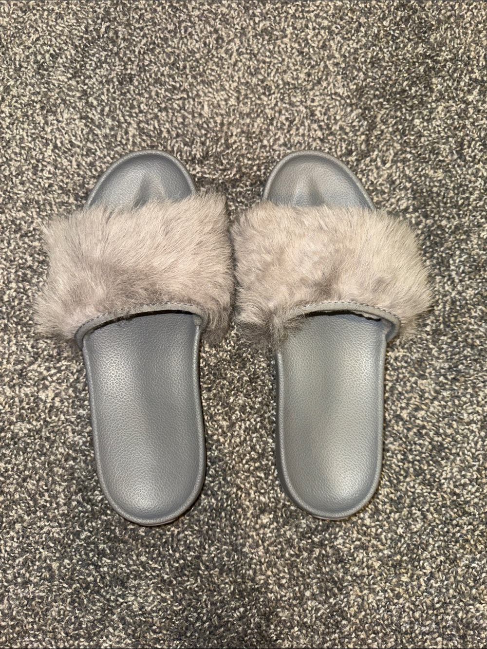 UGG Faux Fur Slide Sandals - Gray